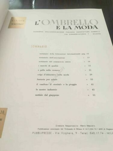 Rivista L'ombrello e la Moda ombrello moda N 20 Ott …