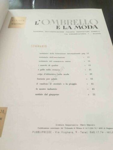 Rivista L'ombrello e la Moda ombrello moda N 20 Ott …