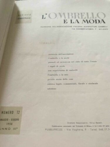 Rivista L'ombrello e la Moda ombrello moda pubblicità N 12 …
