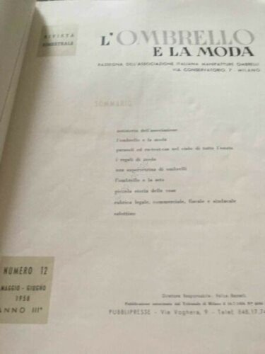 Rivista L'ombrello e la Moda ombrello moda pubblicità N 12 …