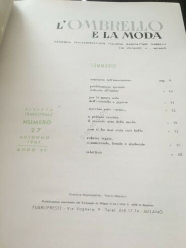 Rivista L'ombrello e la Moda ombrello moda pubblicità N 27 …