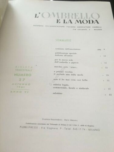 Rivista L'ombrello e la Moda ombrello moda pubblicità N 27 …