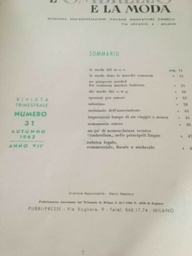 Rivista L'ombrello e la Moda ombrello moda pubblicità N 31 … | Immagine Gallery 2