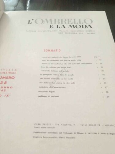 Rivista L'ombrello e la Moda ombrello moda pubblicità N 38 …