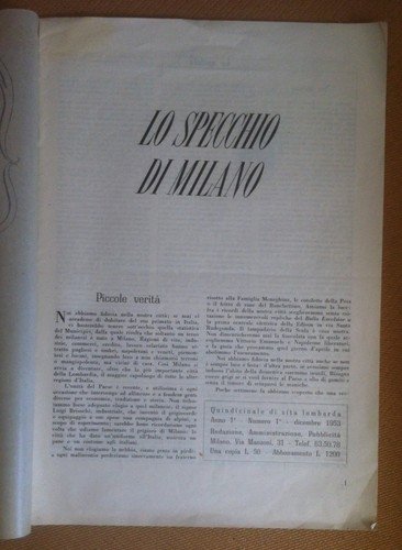 Rivista quindicinale - Lo Specchio di Milano - 1953 - … | Immagine principale