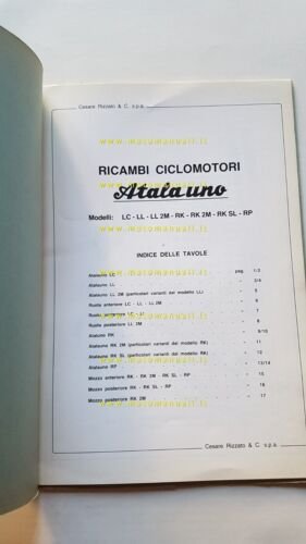 Rizzato 50 Atala Uno 1985 catalogo ricambi TELAIO ORIGINALE parts …