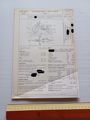 Rizzato Atala 50 Satan 4V 1977 Facsimile originale scheda omologazione …