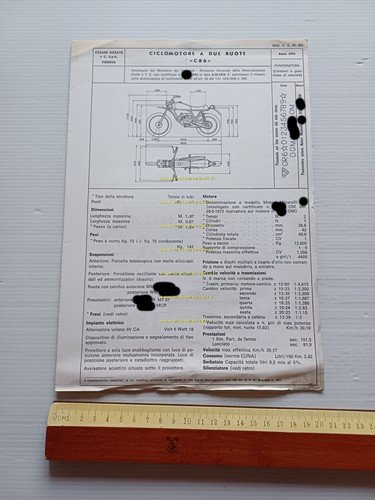 Rizzato Atala 50 Satan 6V 1974 Facsimile originale scheda omologazione …