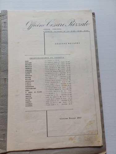 Rizzato catalogo ricambi aftermarket 1957 per Moto Guzzi 65-73-Cardellino