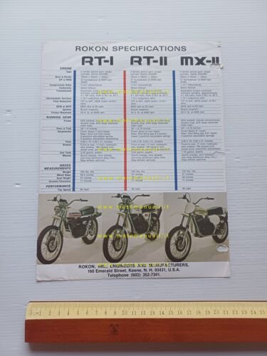 Rokon 340 MX-2 Cross - RT-I - RT-II 1975 depliant …