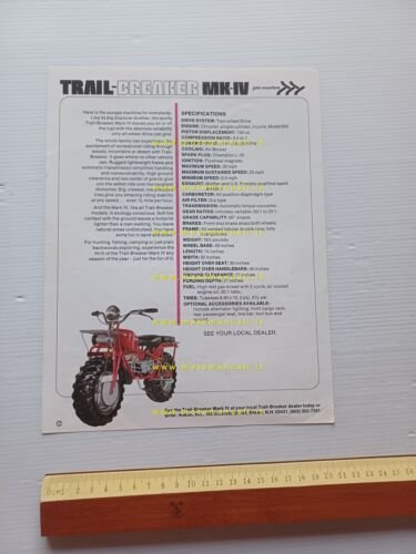 Rokon Trail Breaker Mark IV 1974 depliant originale USA