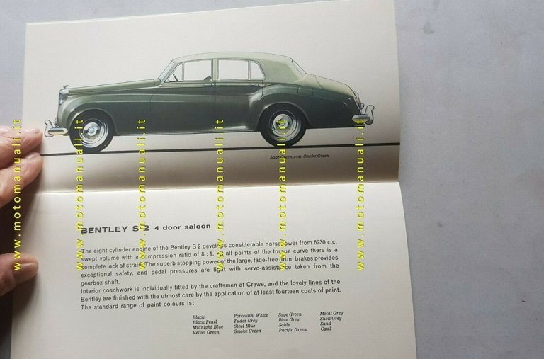 Rolls-Royce - Bentley catalogo produzione anni 60 depliant originale brochure