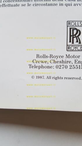 Rolls-Royce Silver Spur Silver Spirit Corniche 1987 depliant originale italiano