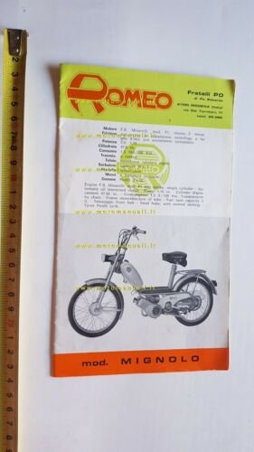 Romeo produzione ciclomotori modelli anni 60 depliant originale brochure