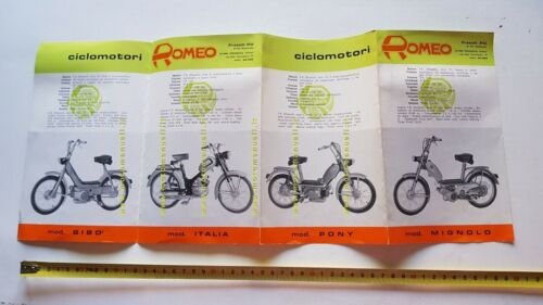 Romeo produzione ciclomotori modelli anni 60 depliant originale brochure