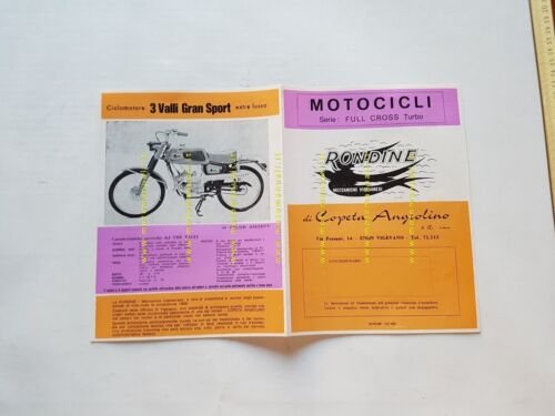 Rondine Copeta 50 3 Valli Gran Sport-Full Cross 1970 depliant …