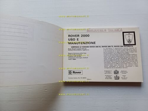 Rover 2000 - TC - SC - Automatic manuale uso …