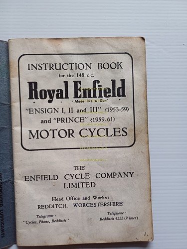 Royal Enfield 148 Ensign 1953-59 - Prince 1959-61 manuale uso …