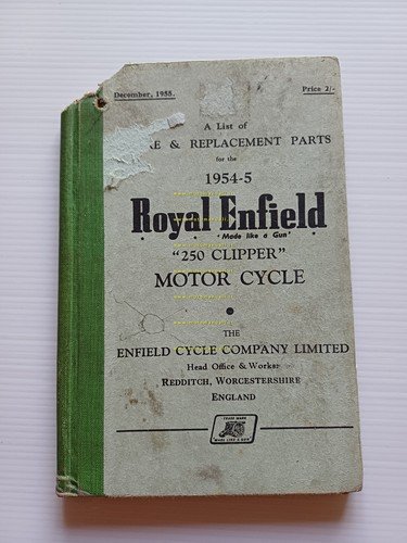 Royal Enfield 250 Clipper 1954-55 catalogo ricambi Inglese originale