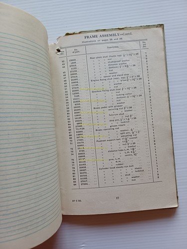 Royal Enfield 250 Clipper 1954-55 catalogo ricambi Inglese originale