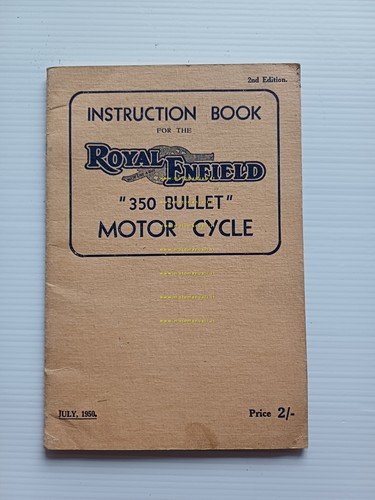 Royal Enfield 350 Bullet 1950 manuale uso manutenzione originale inglese