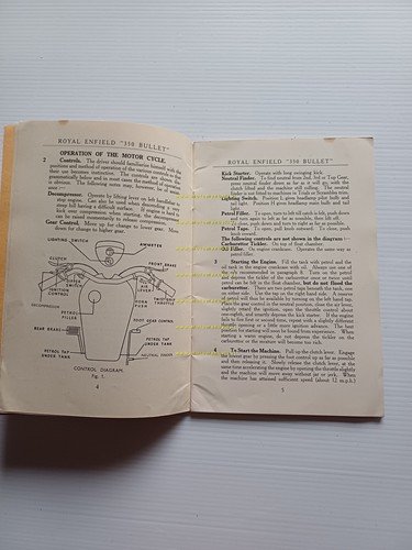 Royal Enfield 350 Bullet 1950 manuale uso manutenzione originale inglese