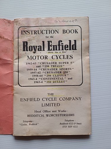Royal Enfield Crusader-Bullet-Clipper-Continental 1957-64 manuale uso originale