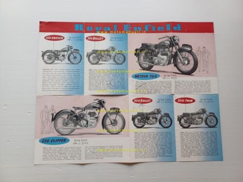 Royal Enfield produzione modelli 1954 depliant inglese originale