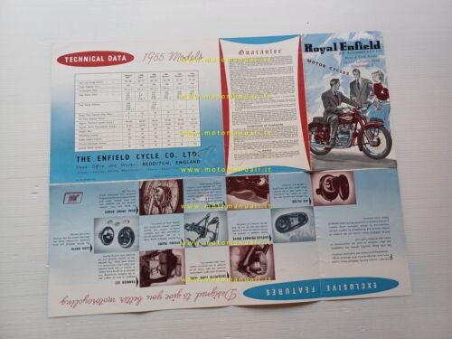 Royal Enfield produzione modelli 1954 depliant inglese originale