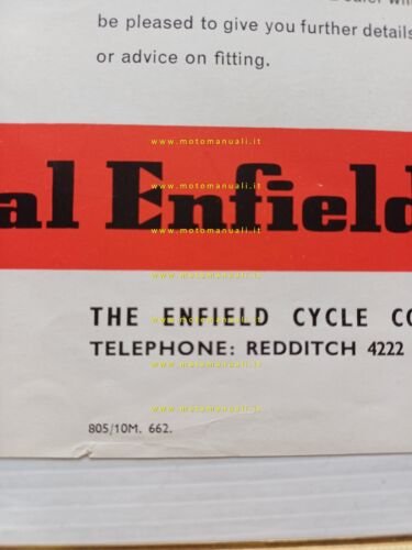 Royal Enfield Sportsflow 250 1962 depliant inglese originale