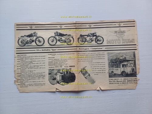 RUMI 125 produzione modelli moto 1952 depliant italiano originale