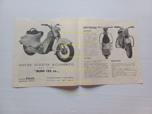 RUMI 125 Scoiattolo scooter 1952 depliant italiano originale