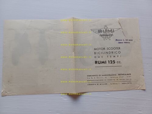 RUMI 125 Scoiattolo scooter 1952 depliant italiano originale