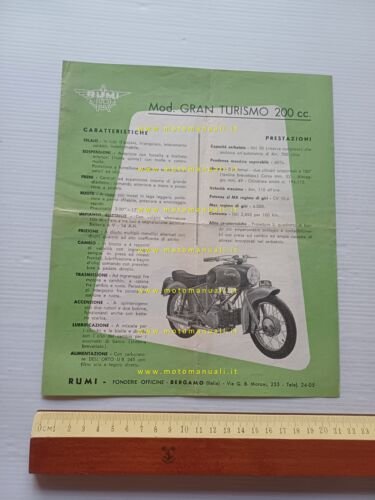 RUMI 200 Granturismo - 175 Sport 1953 depliant italiano originale