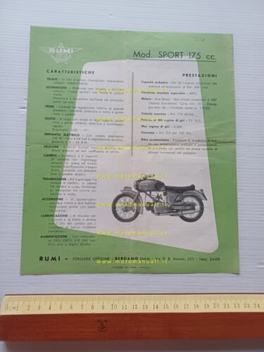 RUMI 200 Granturismo - 175 Sport 1953 depliant italiano originale