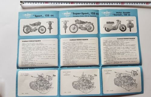 Rumi produzione modelli 1953 depliant originale moto FRENCH motorcycle brochure