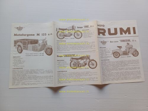 RUMI produzione modelli moto 1955 depliant italiano originale