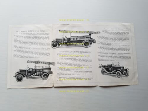 S.I.M. Autocarri Autopompe Pompieri 1926 depliant italiano originale