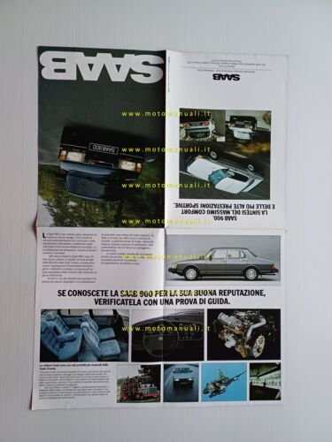 Saab 900 TURBO 1981 depliant poster italiano originale