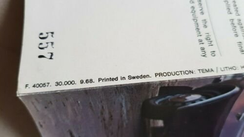 Saab 99 1968 depliant ENGLISH TEXT originale auto brochure