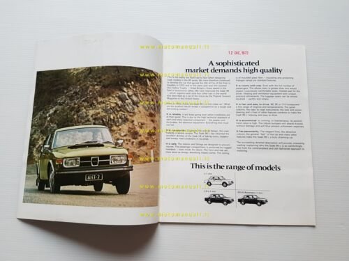 Saab 99 L 1972-73 depliant originale inglese