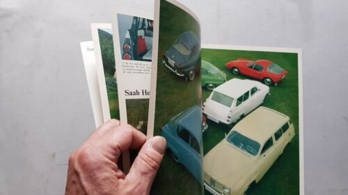 Saab catalogo produzione modelli 1967 depliant svedese Swedish TEXT brochure