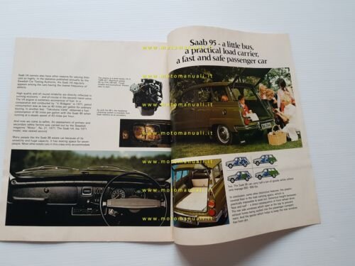 Saab produzione modelli 1972-73 depliant originale inglese
