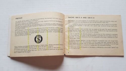 Sachs 100-125 5A 1971 manuale uso originale inglese owner's manual