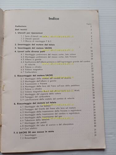 Sachs 50 2V 1955 manuale officina italiano originale workshop manual