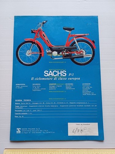 Sachs 50 P1 1978 depliant originale italiano