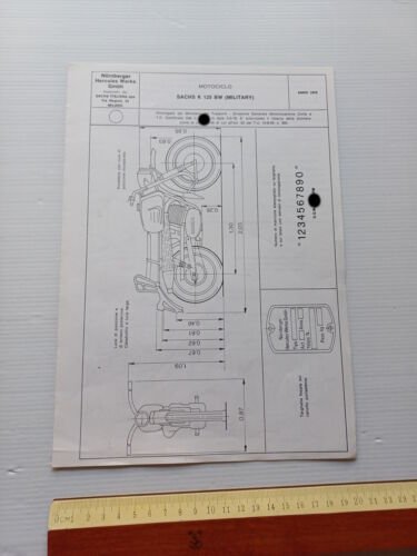 Sachs K 125 BW Military 1978 scheda omologazione DGM Facsimile …