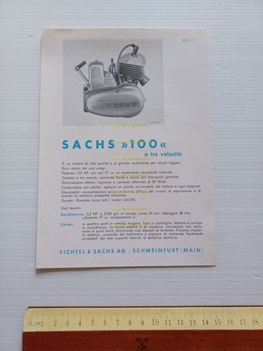 Sachs motore 100 1956 depliant italiano originale
