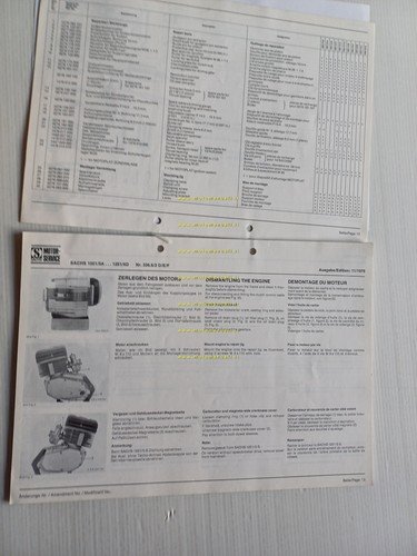 SACHS motore 1001-1251 A-B-C-D 1976 manuale officina INGLESE originale