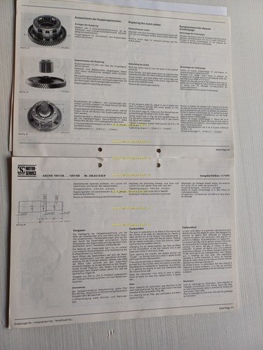 SACHS motore 1001-1251 A-B-C-D 1976 manuale officina INGLESE originale